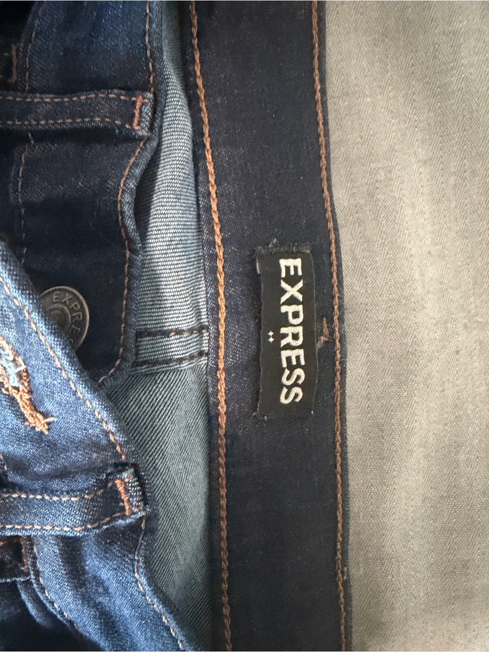 Express Women’s Slim Jeans - Dark Blue with Contrast Stitching